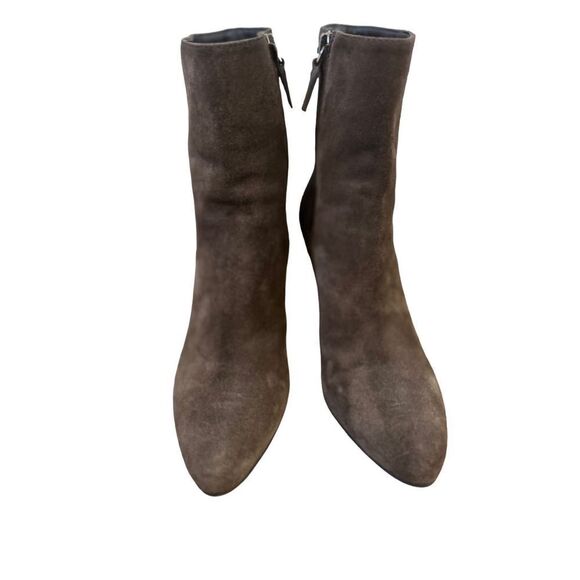 Prada Suede Almond Toe Mid Heel Ankle Boots Womens Brown Size 36 - Picture 2 of 6